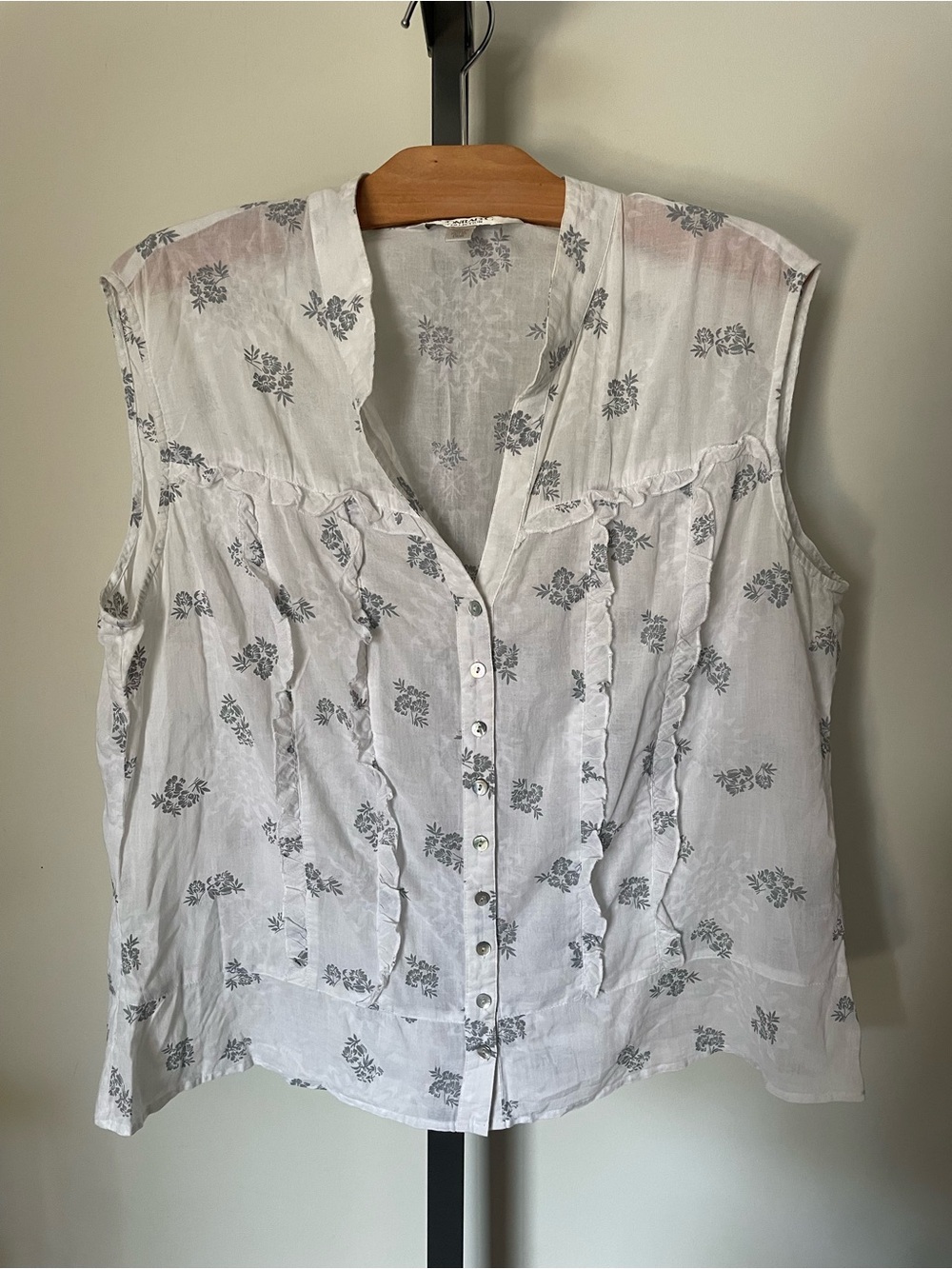 90s Y2K Vintage Conrad C Collection 100% Cotton Sleeveless Blouse Prairie